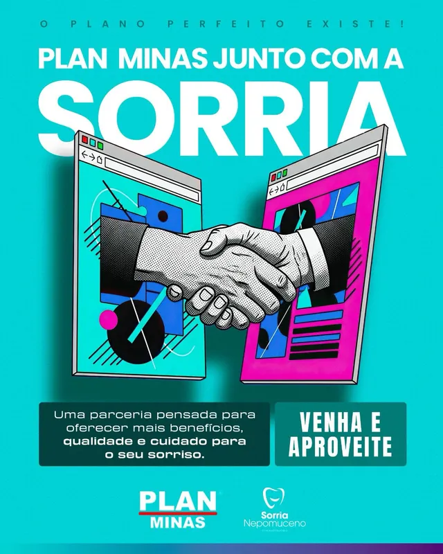 Arte da parceria entre a Sorria Nepomuceno e o PLAN MINAS